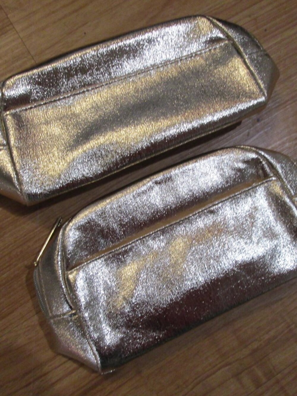 2 Foil GOLD zipper women's flashy make up bag pouches from a few years ago